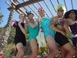 Gals pose poolside